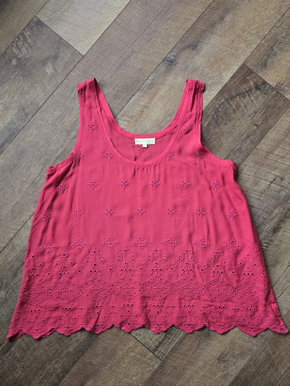 RubyYaya Sundance Catalog Sleeveless Pink Embroidered Tank Top Size Small